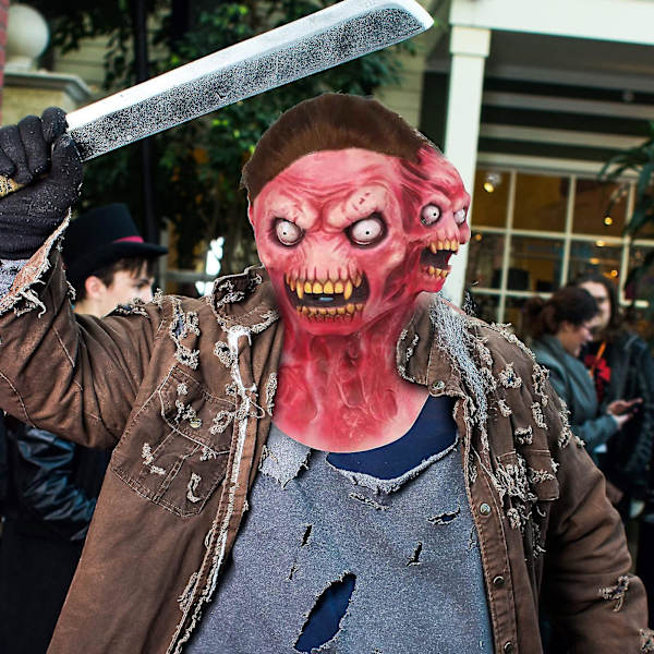 Halloween Dekorationer Halloween Skräck Alien Dubbelhuvud Mask Skrikande Djävul Mask