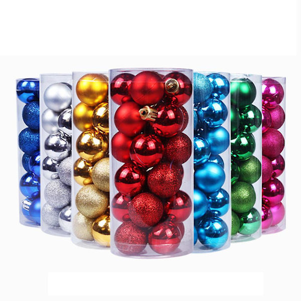 24 st 8 cm/2,36 tum julgranskulor med glitter, julgranspynt, hängande juldekorationer för hem, bar och fest