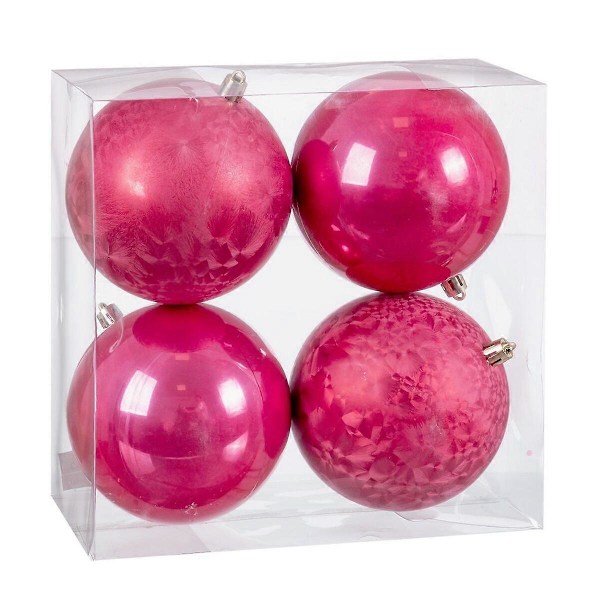 Julgranskulor Jordgubbe Plast 10 x 10 x 10 cm (4 stycken)