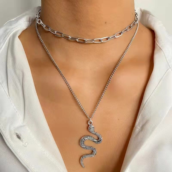 Legering Orm Halsband Hänge