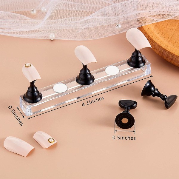 4 sæt Akryl Negle Display Stand Negle Tip Holder Magnetisk Nail Practice Stand Fingernegl Diy Nail Art Stand til Falsk Nail Tip Manicure Tool (sort,