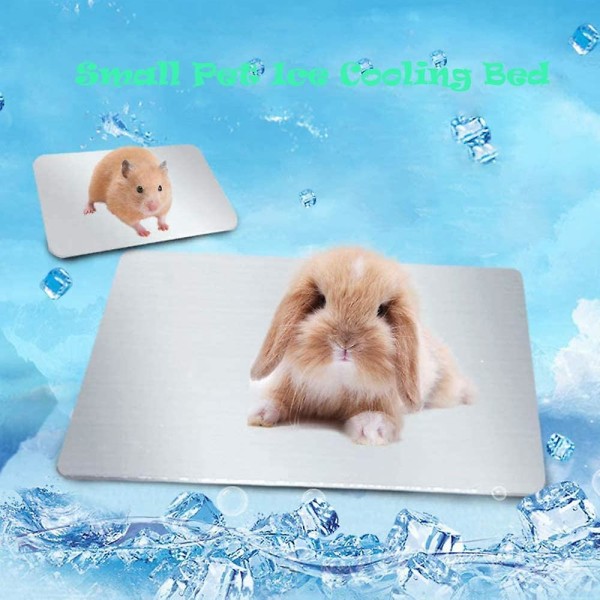 Kanin kjølematte, aluminium kjæledyr hamster kjøleispute for kaninvalp kattunge marsvin chinchilla og andre små dyr, kjæledyr kjøleplate isseng, R