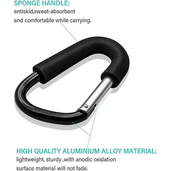 1Pack Stora Buggy Clips Barnvagnsclips för Barnvagn - D-formad Karabinhake Baby Barnvagn Barnvagnskrok Hållare Organizer för att hänga väskor