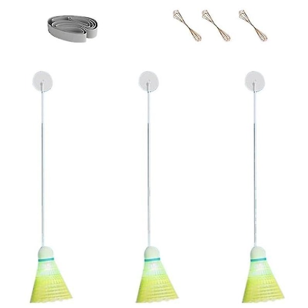 3-pack badminton träningsverktyg, badminton singelspelare rebound tränare, självstudier stretch badminton racket träningsmaskin