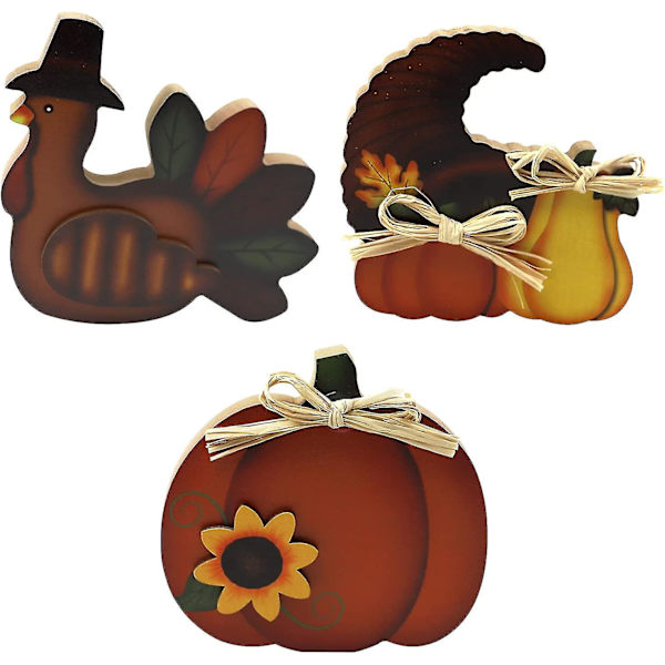 Pcs Thanksgiving Kalkon Träskylt, Inomhus Pumpa Stående Bakgrunder Ornament Set Höst Borddekorationer
