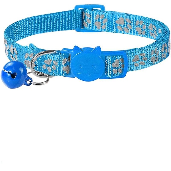 Cat Anti Strangulation Halsband, 2 st justerbart reflekterande halsband för kattungevalp med klocka och säkerhetsspänne, 19-32cm ljusblå