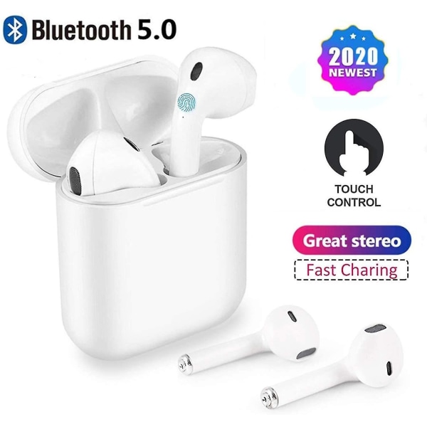 Bluetooth 5.0 hörlurar, trådlösa minihörlurar med 3d stereoljud, inbyggd mikrofon, vattentät Ipx7