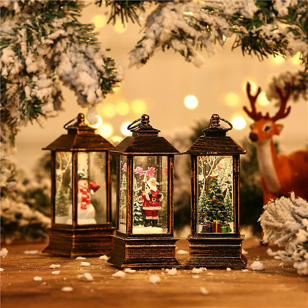 Julgransljus Ekologisk Cartoon Design Plast Glödande Jultomte Ornament för Hushåll (C)