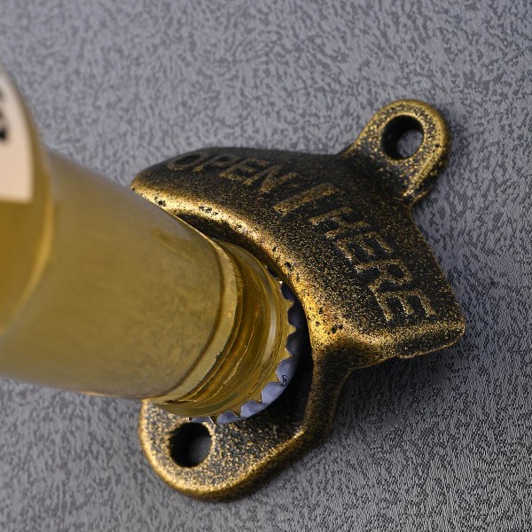 2stk Ølflaskeåpner Veggmontert flaskeåpner Fast hengende ølåpner, Bronse
