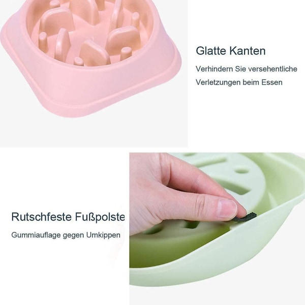 Hundsmatskål, Hundmatskål med långsam utfodring, halkfri matskål för husdjur, anti-blodskål, anti-uppblåsthet, grön