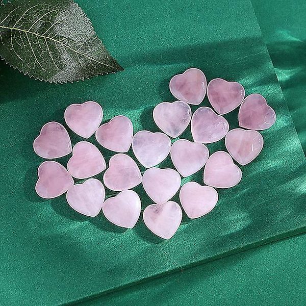 20 st Rosenkvarts Hjärtkristaller Naturlig Kristall Polerad Healing Söta Kärleksstenar Energi Balansering Meditation för Kvinnor