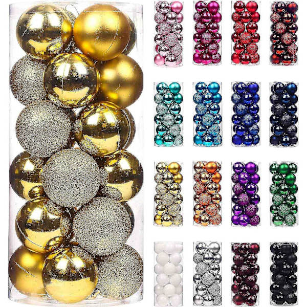 24 mini julgranskulor, krossäkra små julgranskulor för julgran (guld)On