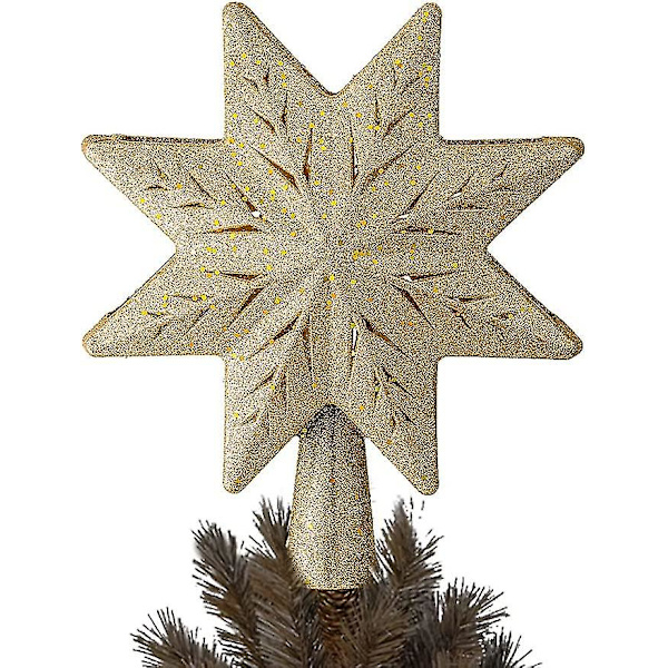 Julstjärna Topp, Ljussatt Stjärna Topp Guld Julgran Stjärna Med Projektorlampor