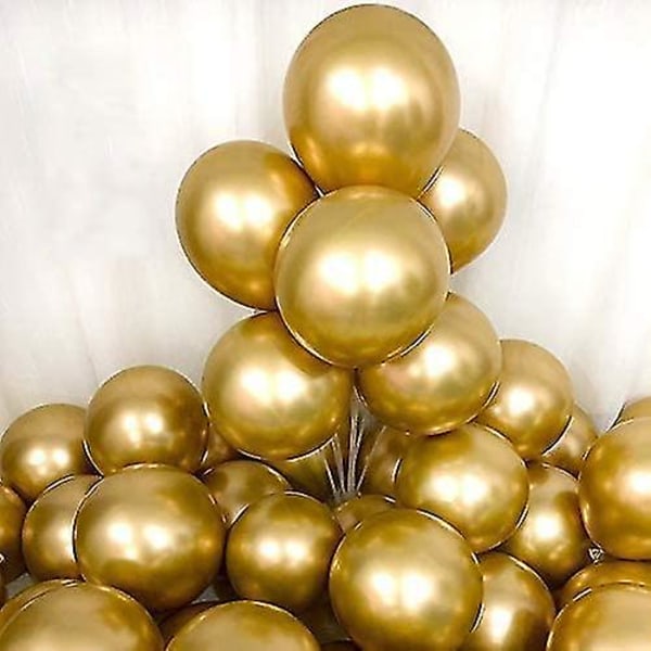 50 st 11 tum Krommetall Guld Ballonger Tjocka Latexballonger Med Pump