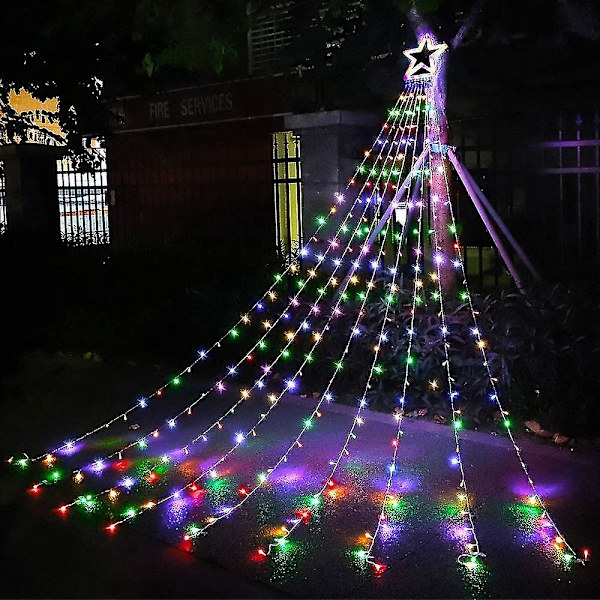Juldekoration Utomhus Stjärnsträngljus, 3,5m Julgran Toppljus 320 Led 8 Minnesfunktion