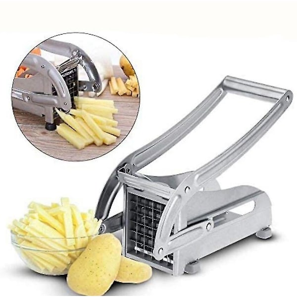 Potatisflis- och pommes frites-skärare med 2 stålblad