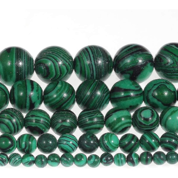 10 mm gröna malakitpärlor lösa smycken sten runda pärlor Energiläkande pärlor för gör-det-själv smycken att göra ca 15,5 tum.
