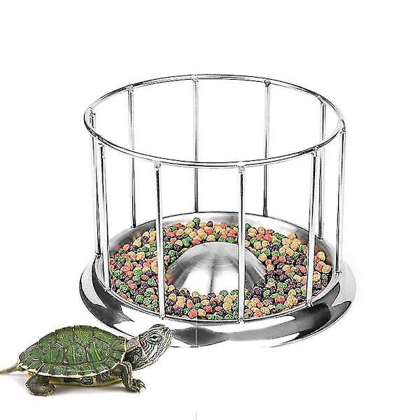Skål för sköldpaddsmat i rostfritt stål, matbehållare, utfodringsverktyg, multifunktionell reptiltillbehör, sköldpaddsvattenfat (M)