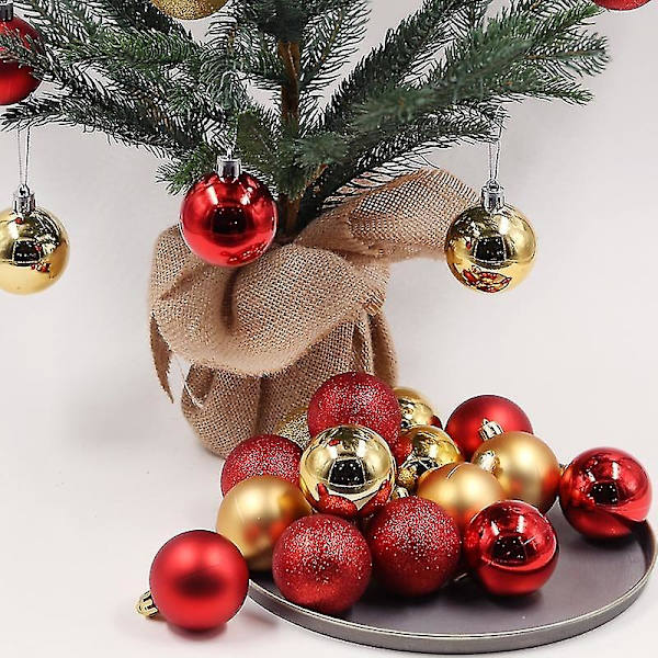 4 Ask med juldekorationer 3cm Julgranskulor Färgglada Kulset Pläterade Plastkulor Jul T