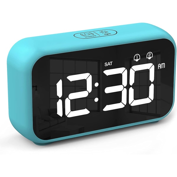 Digital klocka med tupplurstimer, snooze, batteridriven, USB laddning och dubbla larm