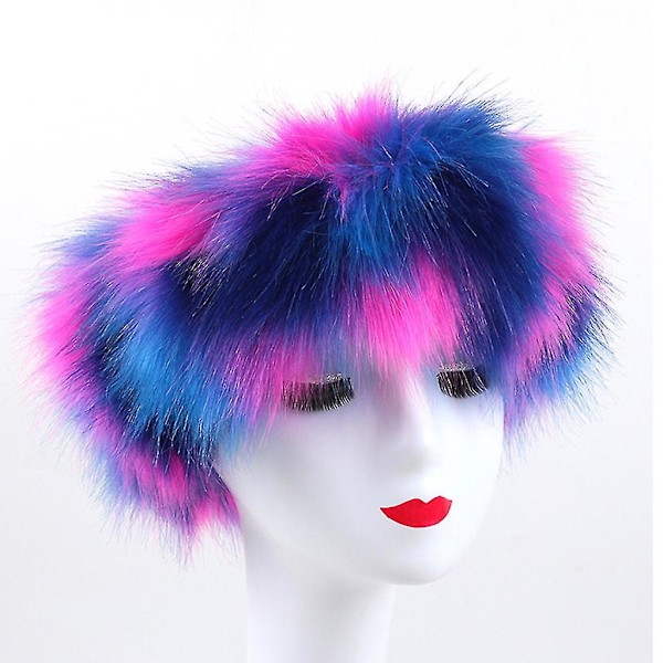 Vinter Hodebånd for Kvinner - Tykk, Plysj, Bredt Hodebånd med Elastisk Regnbuefarget Ørevarmer Øremuffer for Fest, Vindtett og Fluffy for Hodeinnpakning