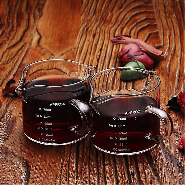 Glasmätkopp Espresso Liten Glasvätskeglas Ounce Kopp Med Gradering Och Dubbel Pip Köket