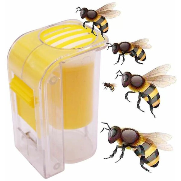 Queen Bee Marker Pullo Mehiläinen Fondantti Kuningatar Bee Sieppari Häkkisukeltaja Muovinen mehiläishoitokäsityökalu Keltainen