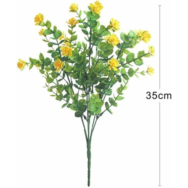 Konstgjorda blommor Plastväxter - Utomhus och inomhus hängande konstgjorda gröna buskar (4-pack, gul)