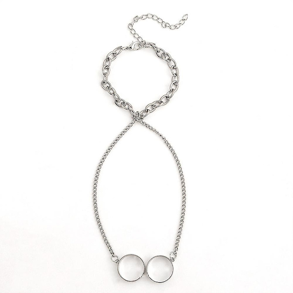 Punk Geometrisk Silver Kedja Handled Armband Män och kvinnor Ring Charm Set Par Emo Mode Smycken Presenter