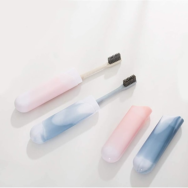 Förvaringslåda för tandborste - bärbar - för utomhusresor, camping, familj, affärsresa (2 stycken, 2 färger)