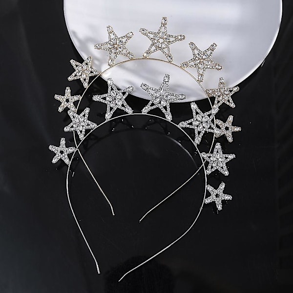Bryllupsfest Brud Hårbånd Med Rhinestone Stjerne Dekoration Sød Tiara Til Brud