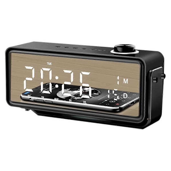 K8 Bluetooth-högtalare för sängen med väckarklocka 10W med FM-radio, spegelfunktion, AUX, TF, USB, Stereo
