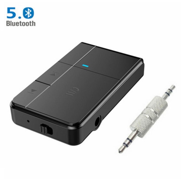 Bluetooth V5.0-mottaker, Mini Bluetooth Car Aux Adapter / 10 timers håndfri bilsett Bærbar trådløs musikkadapter for bil/hjemmelyd stereoanlegg