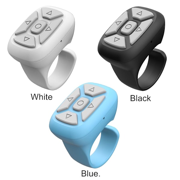 Bluetooth Ring Fjärrkontroll Tablet Mobiltelefon Multifunktionell App Trådlös Roman Sida Flipper Shake Fjärrkontroll（vit)
