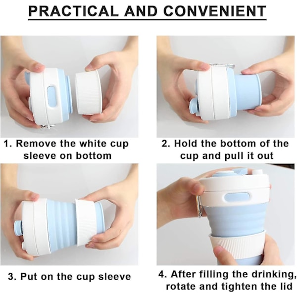 Sammenklappelig Campingkop Med Strå Silicone Foldbar Kaffe Kop Vandflaske Niuniu