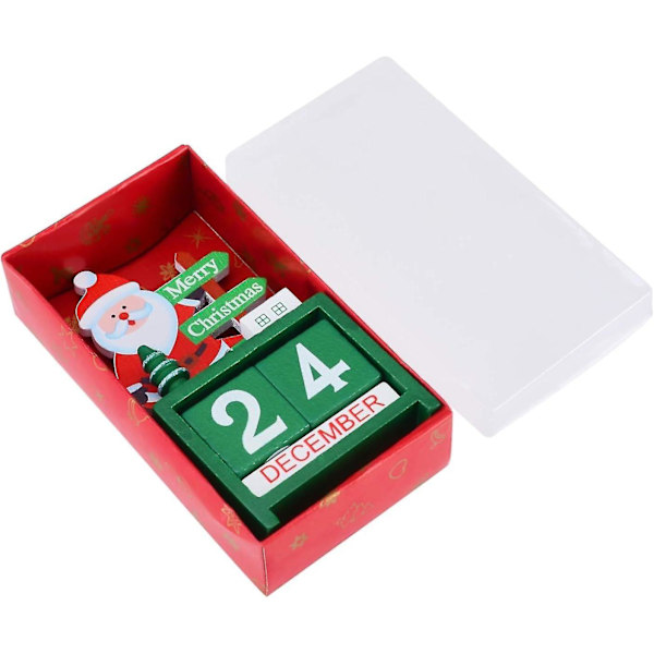 Julkalender i trä med snögubbe och tomte - Julnedräkning för skrivbordet