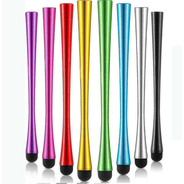8 stykker slank talje stylus med 8 mm fiberspidser stylus penne Kapacitiv stylus til touchskærme Enheder kompatible med Iphone, Ipad, tablet (8 farver