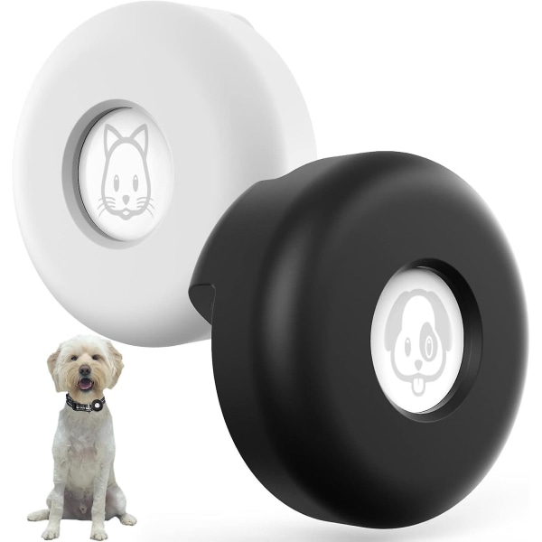 Ln airtag holder for hundehalsbånd, [halsbånd å feste] [henger ikke] Airtag silikon kompakt beskyttelsesveske for kattehalsbånd, kompatibel med Air