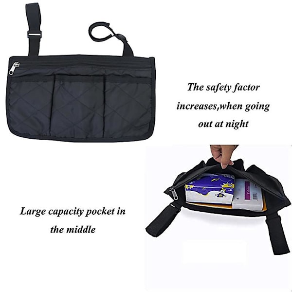 Rullstolsväska, Multi-Side Bag Stor Kapacitet Rullstolsväskor Rullstolsförvaringsväska Rullstolsförvaringsväska (Svart)