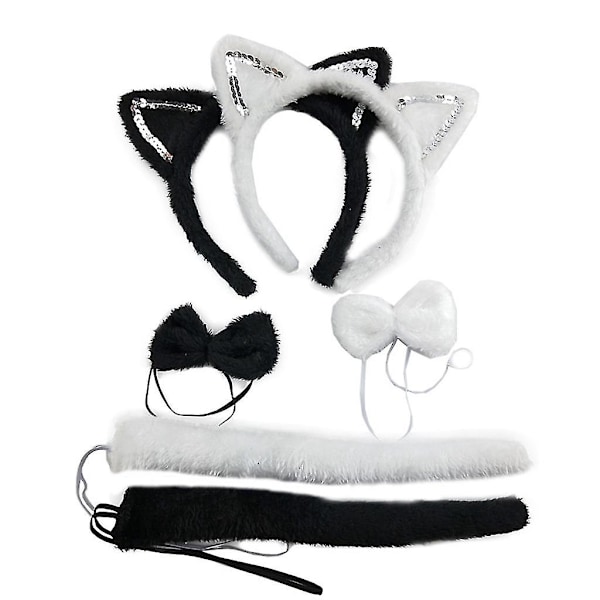 3 stk Festival Party For Cat Ear Hair Hoop Tail Tie Sett Halloween Jul Kvinner Jente Hodebånd Kostyme Cosplay Hodeplagg