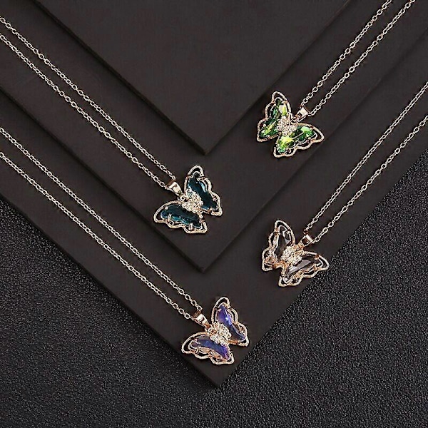 Underbart Lyxigt Fjäril Cubic Zircon Berlock Hängsmycke Halsband Dam Smycken Het (Fjäril Halsband 3)