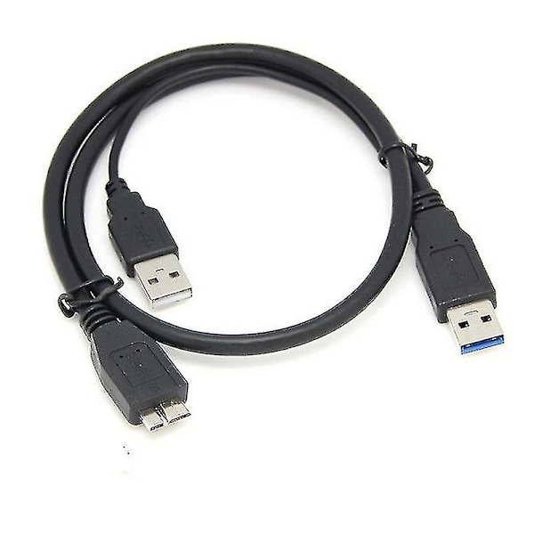Usb 3.0 hane till Micro Usb 3 Y-kabel med extra USB-ström Usb3.0 hane till Micro Usb3.0 B hane adapterkabel för hårddisk (0,5 m)