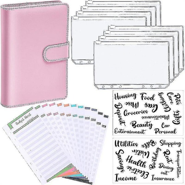 A6-pärm Budget Planner Anteckningsbok Omslag, Rosa