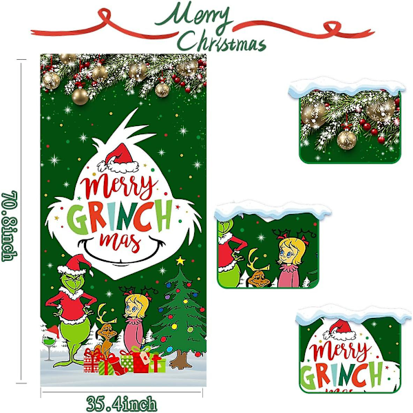 Grich Juldörrdekoration - Stink Stank Stunk Merry Grinhmas Dörrhängande Banner Dekoration För 2022 Karantän (grön-2)