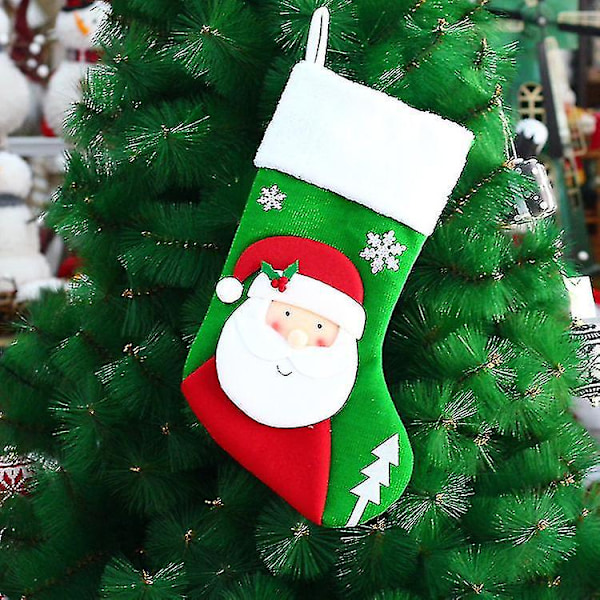 Julstrumpor, 3D Tomte Julstrumpor Present Till Juldekorationer Familj Semester Grön Banban