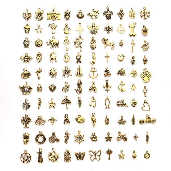 100 st tibetanska antika guldberlock blandade hängen diy för armband halsband Smycketillverkning och hantverk
