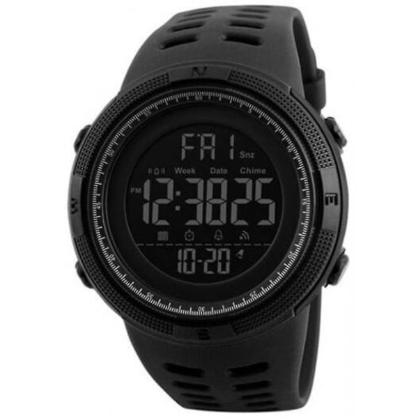 50M vattentät LED watch med väckarklocka/nedräkningstimer/dubbel tid/stoppur/12/24-timmarsformat herr