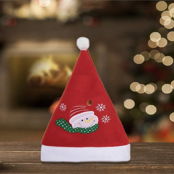 3-pack Julhattar Tomtehattar 11,6 tum x 15,2 tum Plysch Tomtehattar Tomte Snögubbe Renen Juldekorationer För Fest Festlig Röd