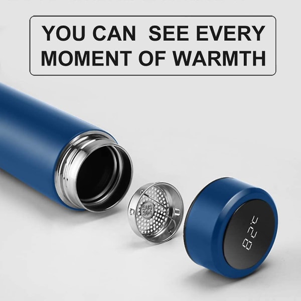Termosflaske, vannflaske Vakuumisolert krus 304 rustfritt stål, LED berøringsskjerm temperaturdisplay, smart krus forseglingsflaske ideell for varme og varme