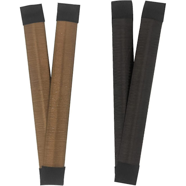Hårbulle-skapare, Fransk Magisk Twist Hårvikt Wrap Snap Band Twist Bun Shaper (2 st, Brun, Mörkbrun)